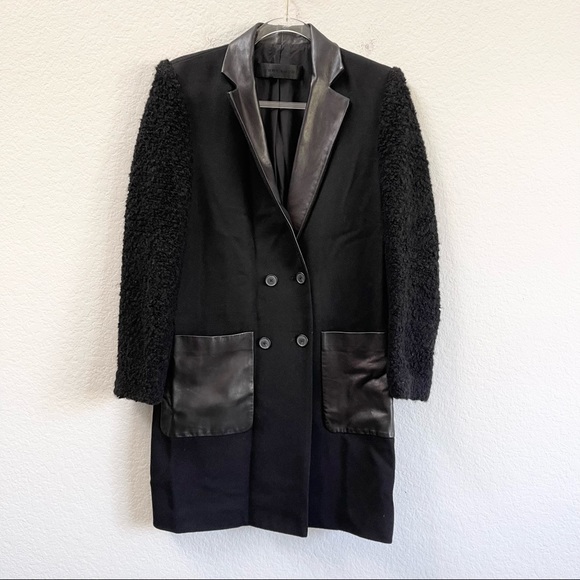 Jenni Kayne Mixed Media Jacket Leather & Wool Black Size XS - Picture 1 of 5